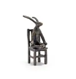 Guy Du Toit, Meditating Hare on a Chair, bronze with a brown patina