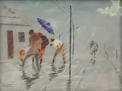 John Koenakeefe Mohl, Caught in Storm, near the Door, oil on board