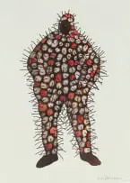 Walter Oltmann, Pod Suit 20, 2013, ink, bleach and watercolour on paper