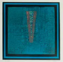 Larry Scully, Blue Abstract, 1975, colour photolithograh on paper