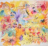 Hazel Frankel, Abstract Composition in Yellow, mixed media with acrylic on canvas