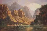 Gabriel de Jongh, Mountain Landscape with River and Rocks, oil on canvas