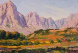 Edward Roworth, Cape Landscape with Mountains, oil on board