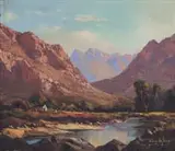 Tinus de Jongh, Landscape with River and Mountains, oil on canvas
