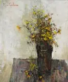 Michel de Gallard, Still Life with Flowers in a Vase, oil on canvas