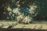 Adriaan Boshoff, Daisies in a Vase, oil on canvas laid down board