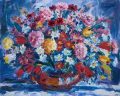 Gerhard Batha, Flowers in a Vase, oil on canvas
