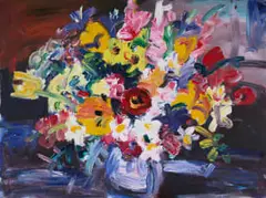 Gerhard Batha, Mixed Flowers, acrylic on canvas