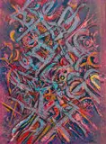 Dirk Meerkotter, Untitled (Abstract in Peach and Blue), 1990, oil on canvas