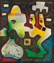Billy (Joshua) Molokeng, Ubuntu 3, mixed media on canvas