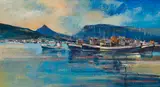 Derric Van Rensburg, Harbour Scene, oil on canvas laid down on board