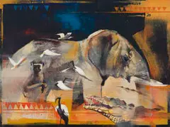 Derric Van Rensburg, Abstract Wildlife, oil on canvas