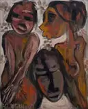 Frans Claerhout, Three Figures, oil on board