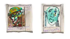 Blessing Ngobeni, Queen Nzinga Mbande; Anton Wilhelm Amo, two, collage and acrylic on canvas