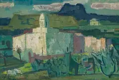 Alfred Krenz, Mowbray Mosque, 1959, oil on canvas laid down on board