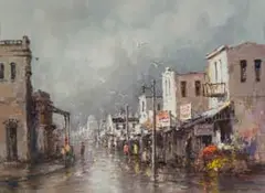Street Scene with Figures by Christiaan Nice, oil on canvas laid down on board, sold Apr 2026