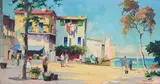 Cecil Rochfort D'Oyly-John, Sea Village, oil on canvas laid down on board
