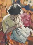 Hennie Niemann Snr, Woman Sewing, 2002, oil on paper