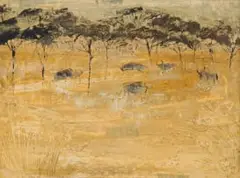Gordon Vorster, Wildebeeste, oil on board