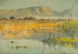 Herbert Coetzee, Zeekoevlei Early Morning, 1950, oil on canvas laid down on board