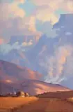 Willem Hermanus Coetzer, Veld Fire in Natal Mountain Landscape, 1957, oil on canvas laid down on board