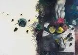 Louis Jansen van Vuuren, Still Life with Fruit and Cherub, 1988, pastel on two sheets of paper