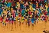 Solly (Solomon) Sekhaolelo, Group of Figures II, 2021, mixed media with enamel on paper