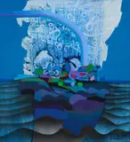 George Boys, Abstract Landscape, 1995, mixed media on board