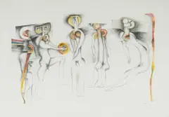 Frieze Drawing VIII by Cecil Skotnes, 1983, pencil and watercolour on paper, sold Apr 2026