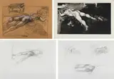 Diane Victor, Freddie, process works, four, 1992, etching on paper; pastel on brown paper; pencil on paper