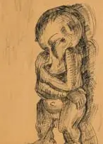 Alexis Preller, Study for Rima, pen on paper