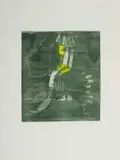 Dumisani Mabaso, Abstract in Green and Yellow, colour monotype on paper