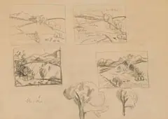 Maggie Laubser, Landscape Studies, sketch, pencil on paper