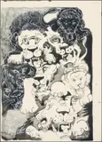 Walter Battiss, Lions, 1976, ink on paper