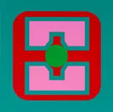 Trevor Coleman, Geometric Abstract in Pink, Red and Green, 1970, colour screenprint on paper