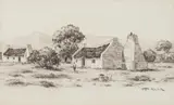 Otto Klar, Cape Dutch House with Figure I, pastel on paper