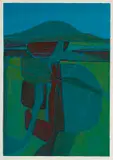 Fred Schimmel, Abstract Landscape in Green, 1979, colour screenprint on paper