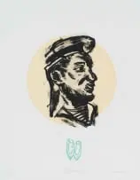 André Naudé, Head Rest III, four-colour lithograph on paper