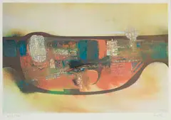 Larry Scully, Abstract Landscape, 1975, colour photolithograph on paper