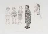 The Three Sisters and the Critic by Claudette Schreuders, 2002, image size: 28 by 40cm; sheet size: 34 by 46cm, unframed, offered Apr 2026