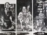 Diane Victor, An Accidental Settler Taken Further (ED2), triptych, 1994, etching, aquatint, mezzotint, and open bite with blind embossing on paper
