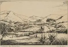 Walter Battiss, Crossing the Elands River, photolithograph on paper