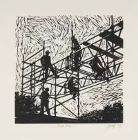 Stephen Hobbs, Bridge Strike, 2012, linocut on paper