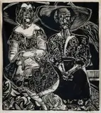 Elza Botha, Sisters II, 1987, linocut on rice paper
