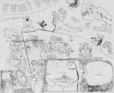 Robert Hodgins, Fun City, 1986, etching on paper