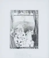 Braam Kruger, Nooit Gaan Ek Weer die Woonstel Verlaat Nie (I Will Never Leave the Apartment Again), 1977, etching