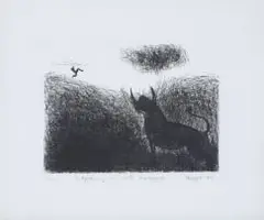 Braam Kruger, Ontgroening van Carl Ziervogel, 1977, etching