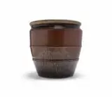 Digby Hoets, Large floor vase with ridged decoration, glazed stoneware