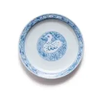 Anton Bosch, Plate with central bird motif, painted and glazed ceramic