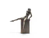 André Prinsloo, Woman on a Box, 2007, bronze with a brown and verdigris patina